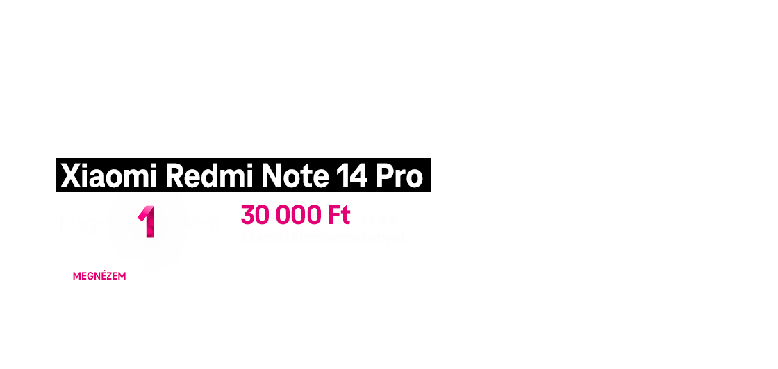 Xiaomi redmi Note 14 Pro Magenta 1-esként 30 000 Ft extra kedvezménnyel